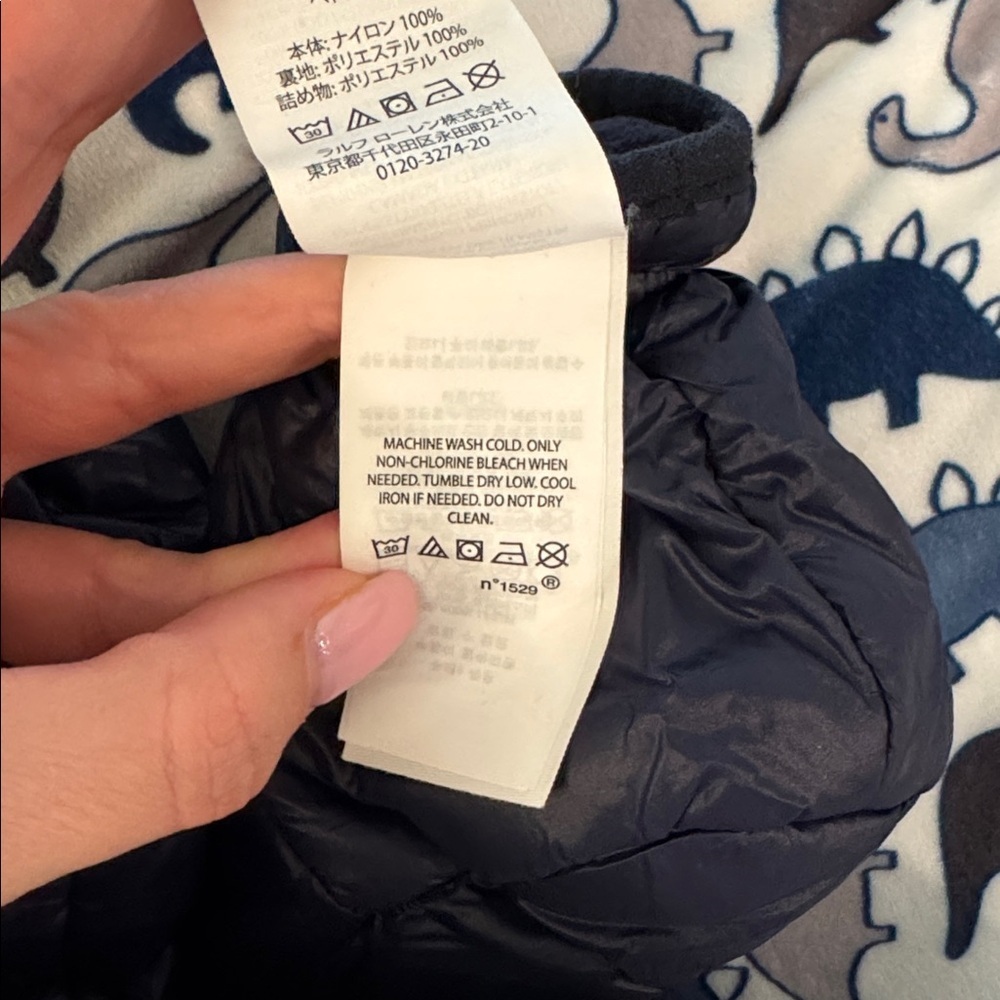 RALPH LAUREN HOODED DOWN
SNOW SUIT size 9 m with detachable footies and mittens - Picture 5 of 11